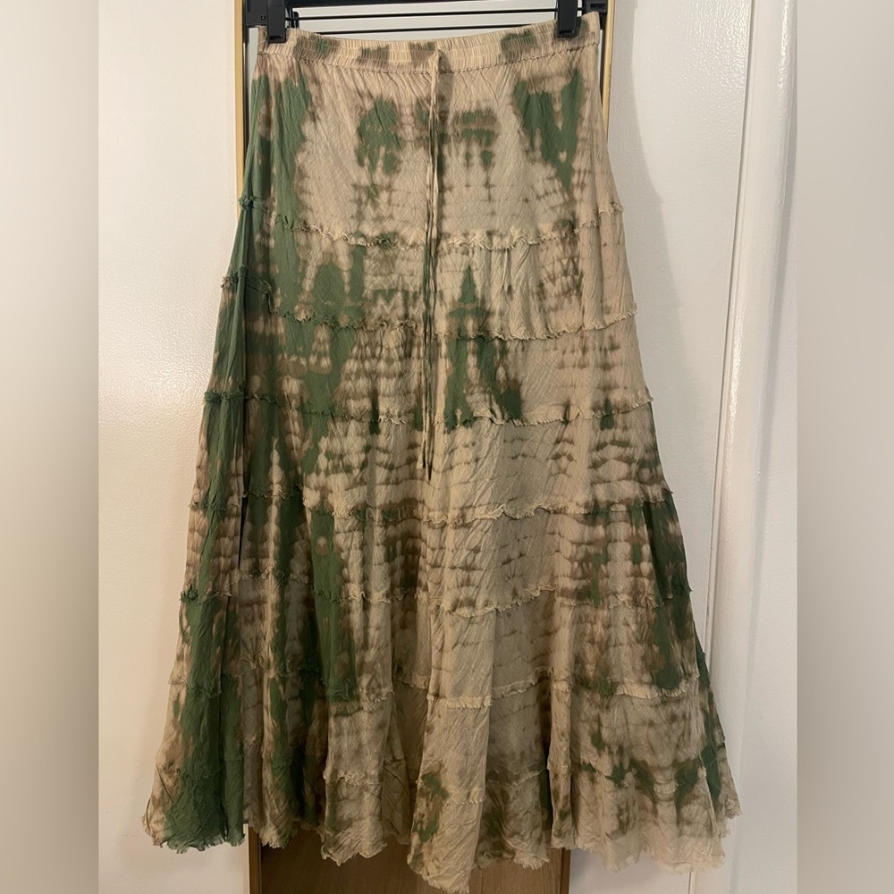 Green and Tan Tie-Dye Skirt